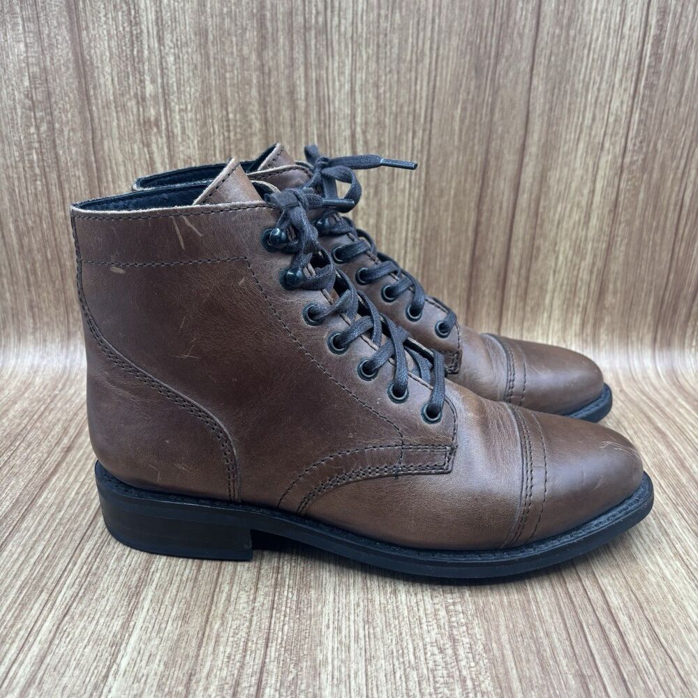 Thursday Boot Co Captain Lace Up Boots Women 7.5 Brown Leather Cap Toe